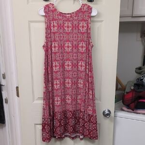 LOFT Pink Patterned Sleeveless Swing Dress